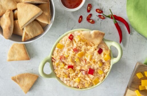 sriracha ranch rice dip with chips