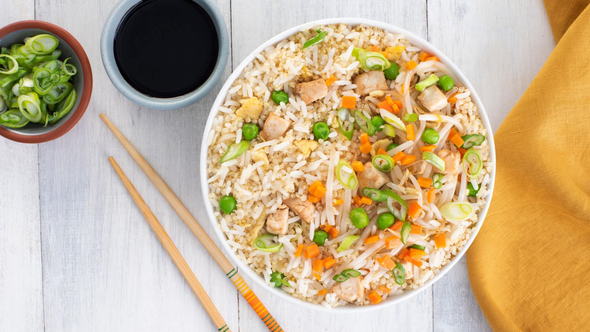 Stir Fried Chicken and Jasmine Rice with Quinoa