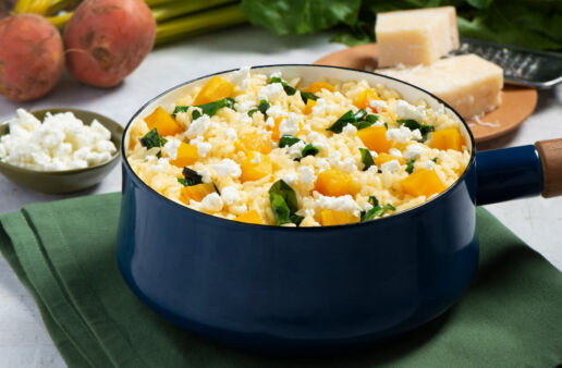 Risotto cremoso con remolacha amarilla y queso de cabra