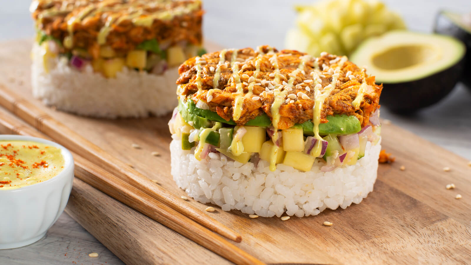 Curry Salmon Sushi Stacks