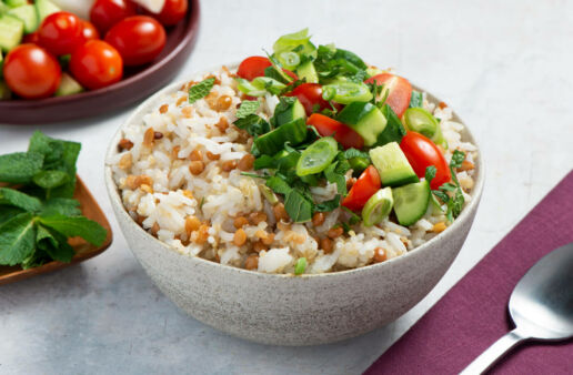lentil-tabbouleh-with-tomato-cucumber-jasmine-rice-and-quinoa
