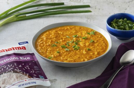 Pumpkin Jasmine Rice Soup with Coconut Milk