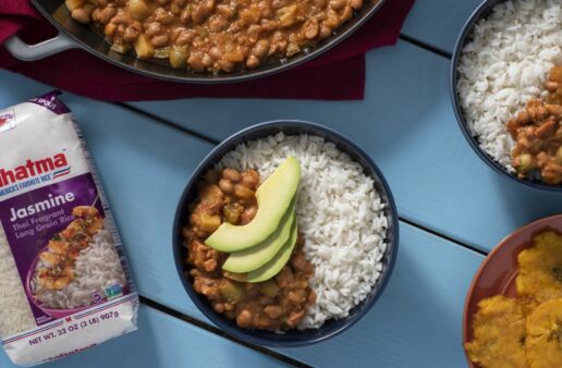 Arroz con habichuelas guisadas rice and beans dish