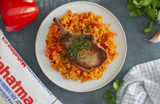 Key West Pork Chops served over rice