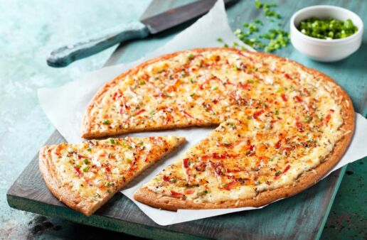 homemade pizza made with rice crust