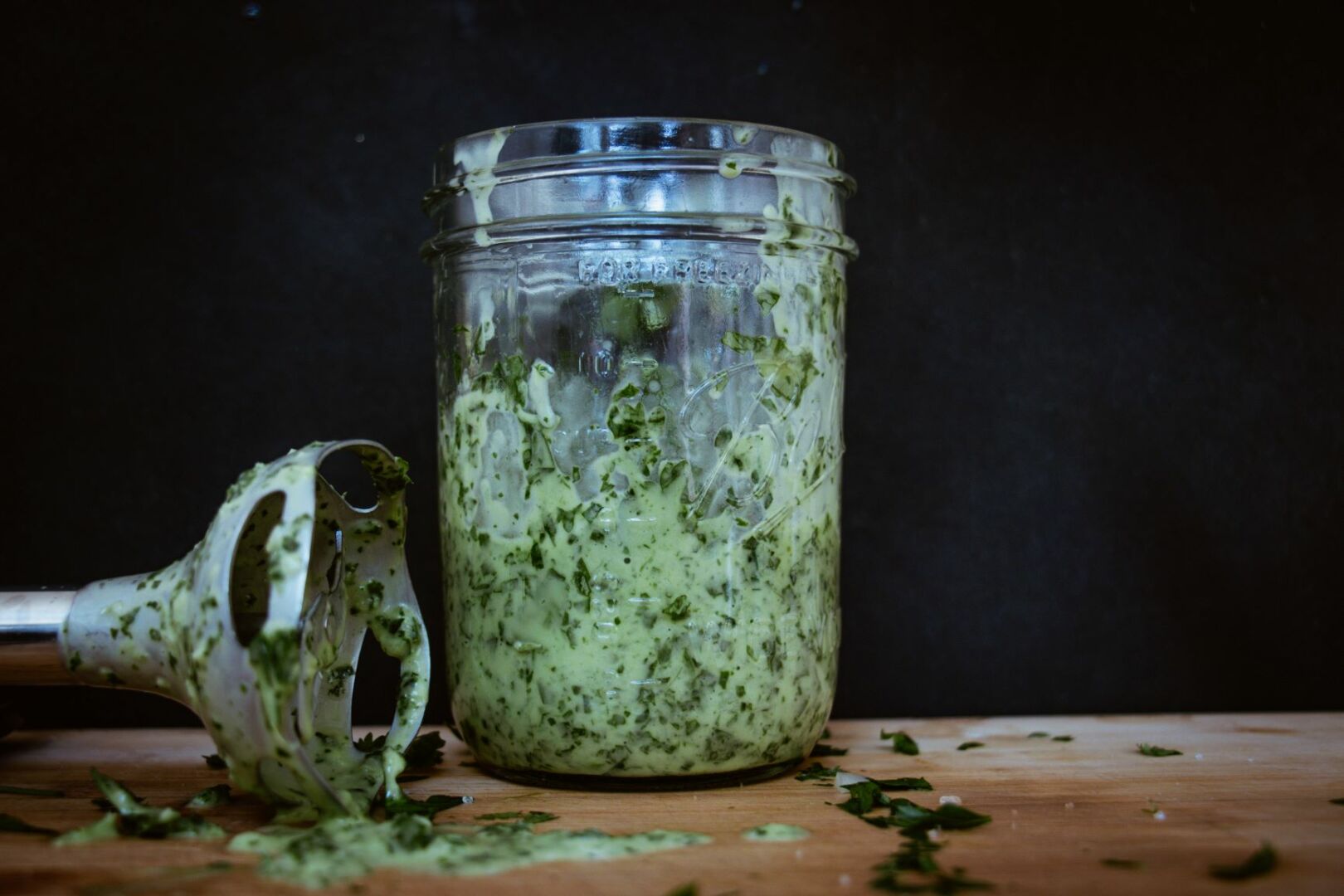 mixed chimichurri with blender