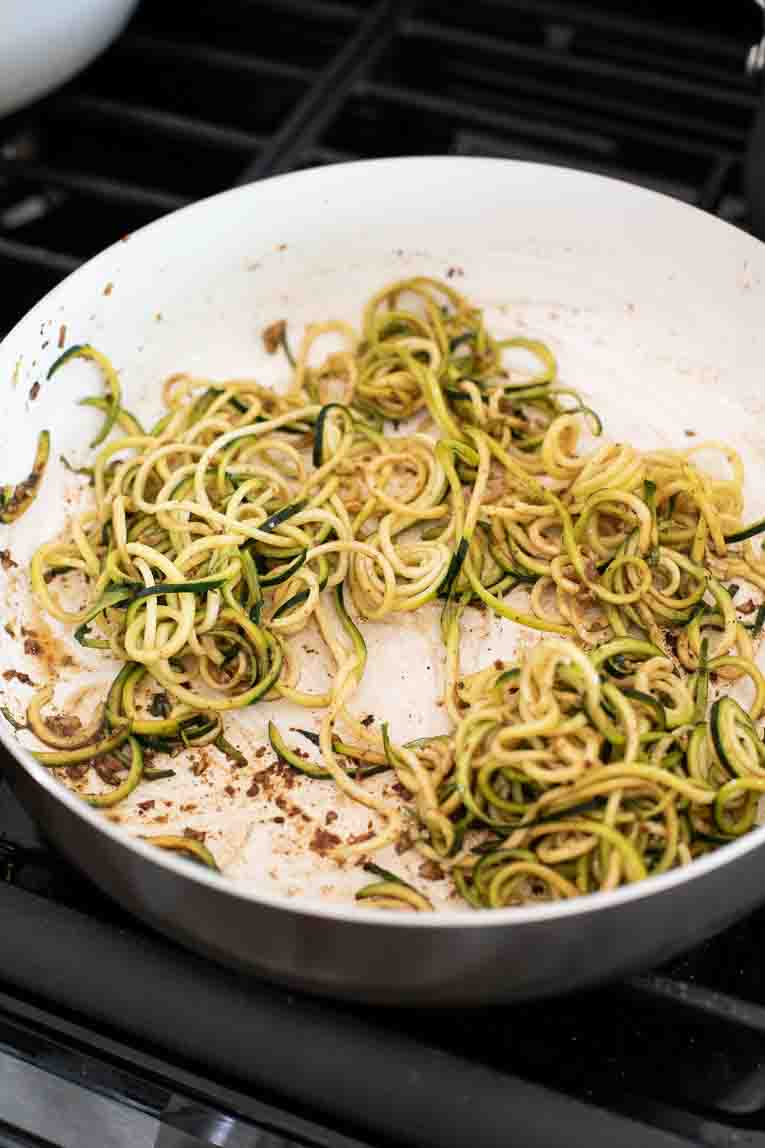 sauteeing spiralized zucchini noodles