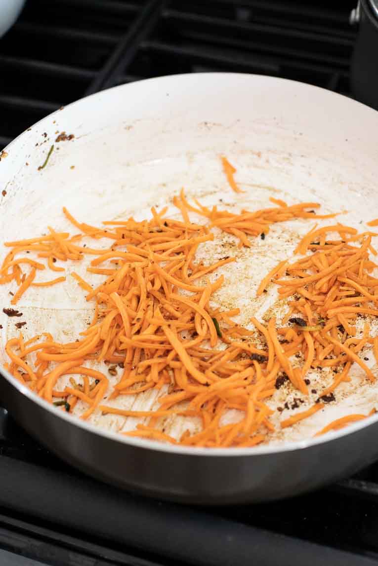 sautee carrots in a pan