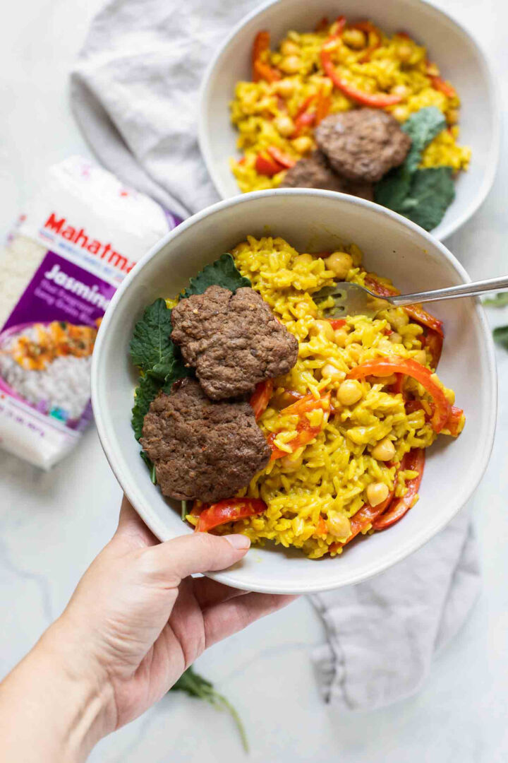 Beef Curry Rice Burger Bowls