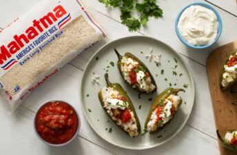 Jalapeños stuffed with rice and cheese