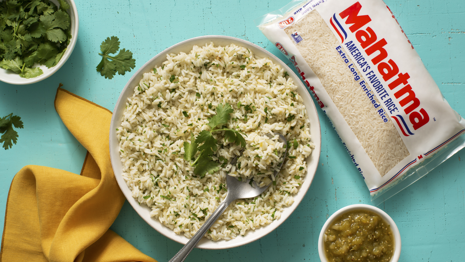 Arroz con salsa verde