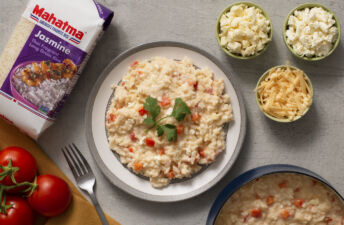 Tres queso rice with jasmine rice