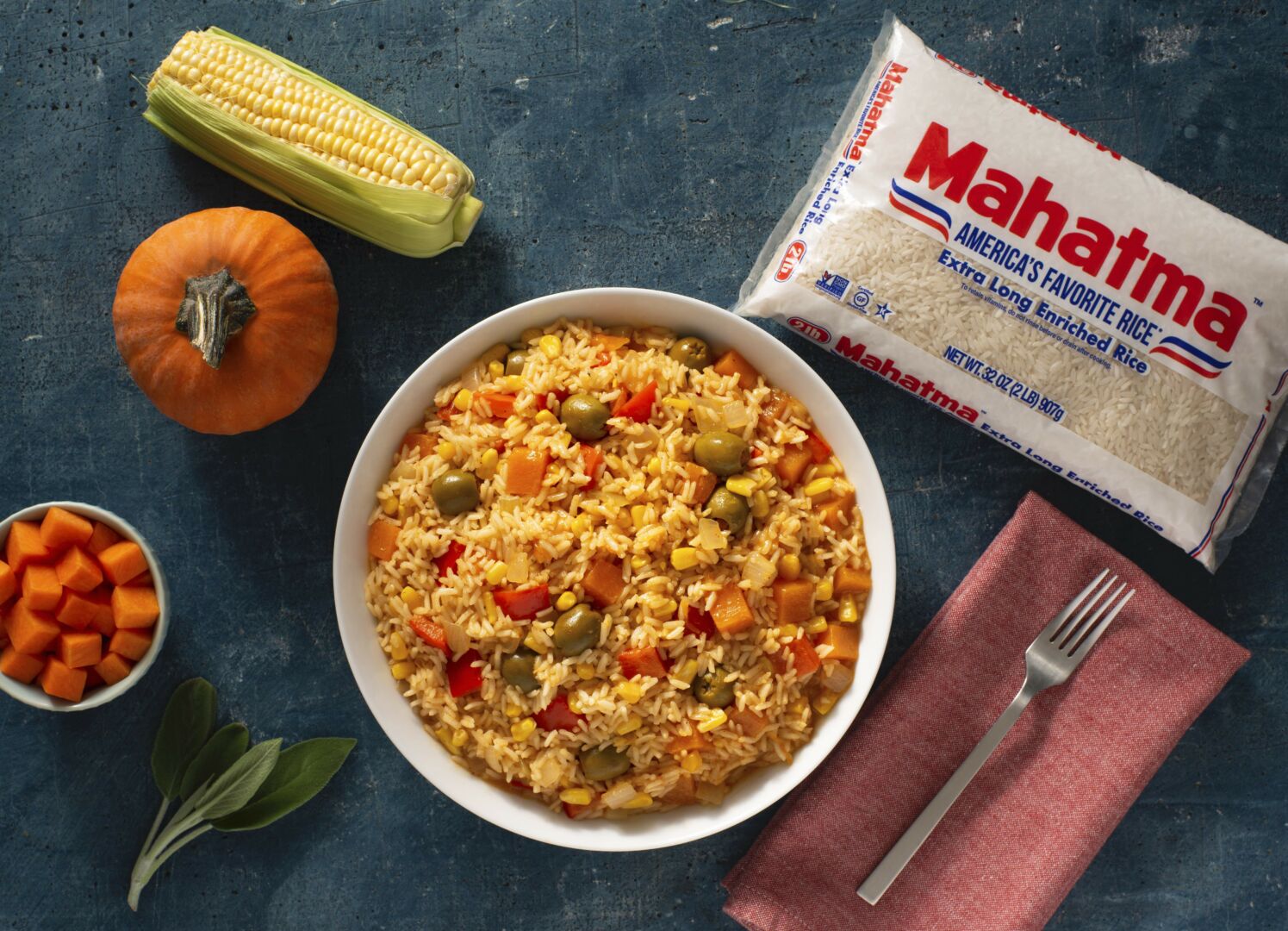 Yellow Rice with Corn and Pumpkin