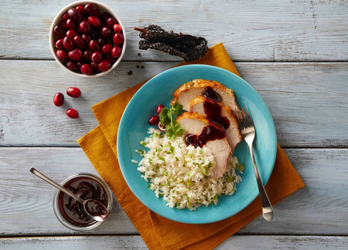 Rice with Cranberry-Ancho Sauce
