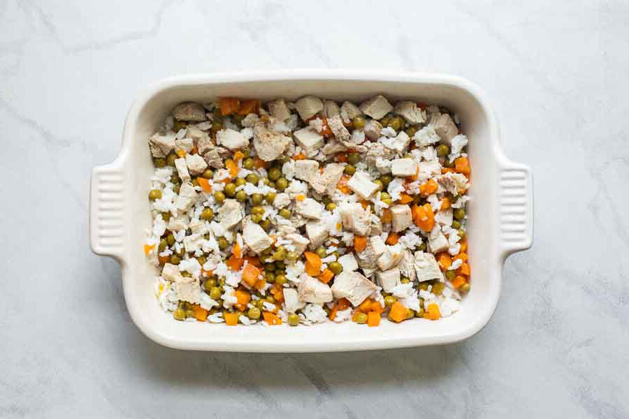 Rice, Peas, Carrots and Turkey Casserole Dish