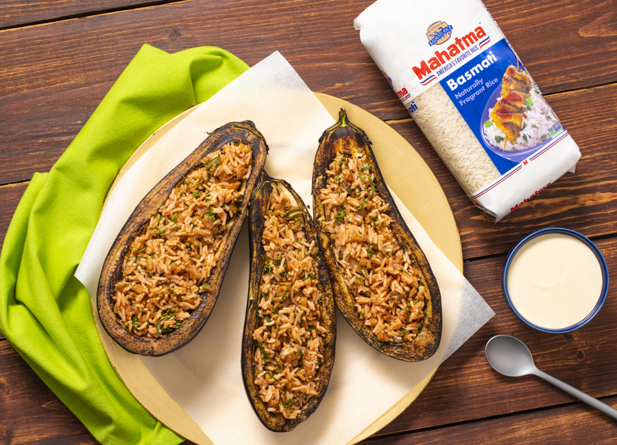 Eggplant Stuffed with Rice and Tomatoes