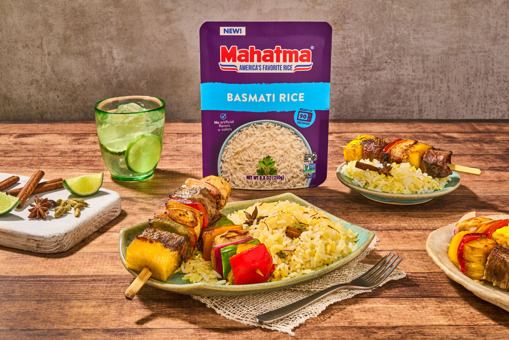 Kebab Beef Skewers with Basmati Rice