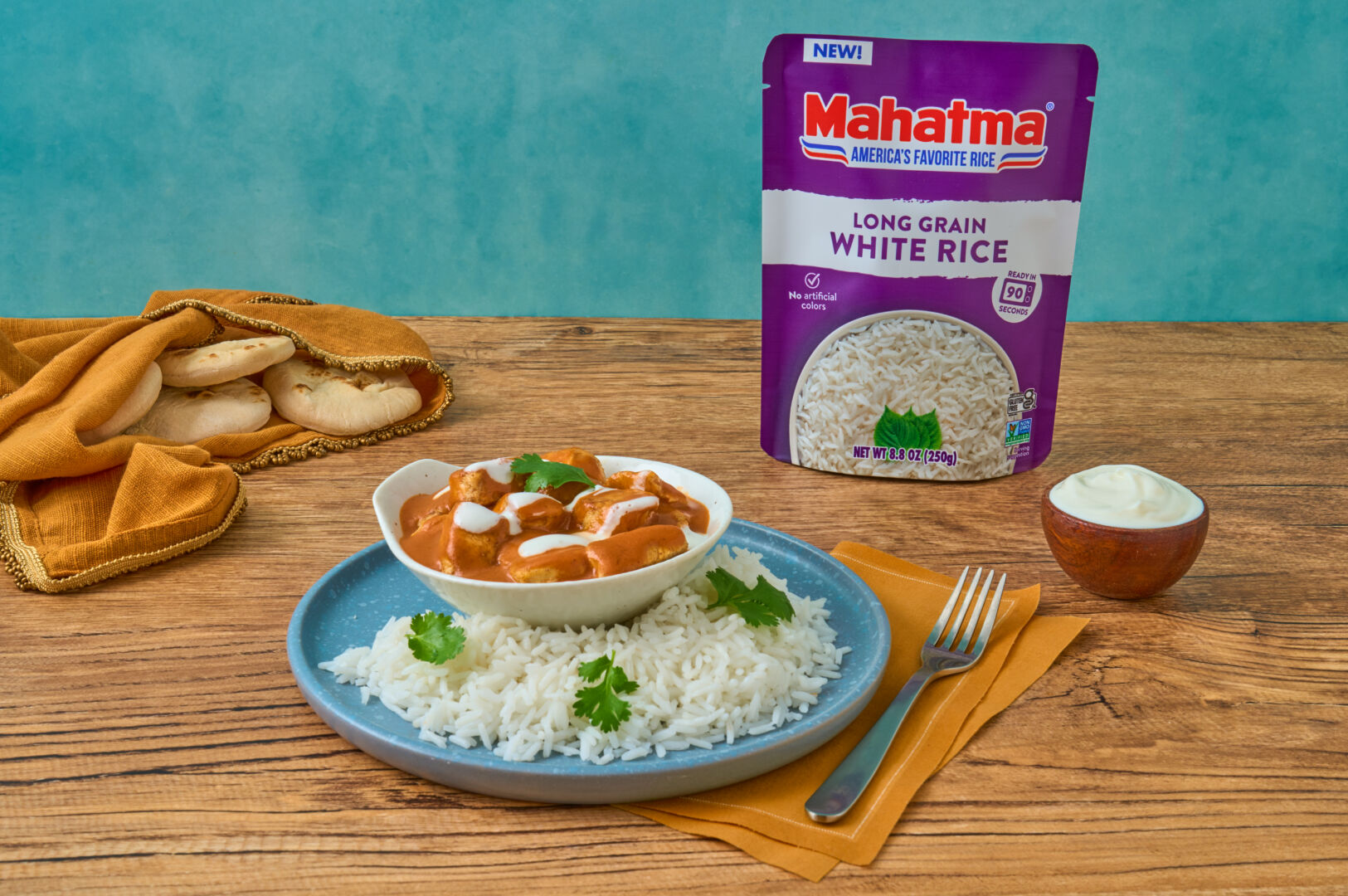 Butter Chicken with White Rice and Yoghurt